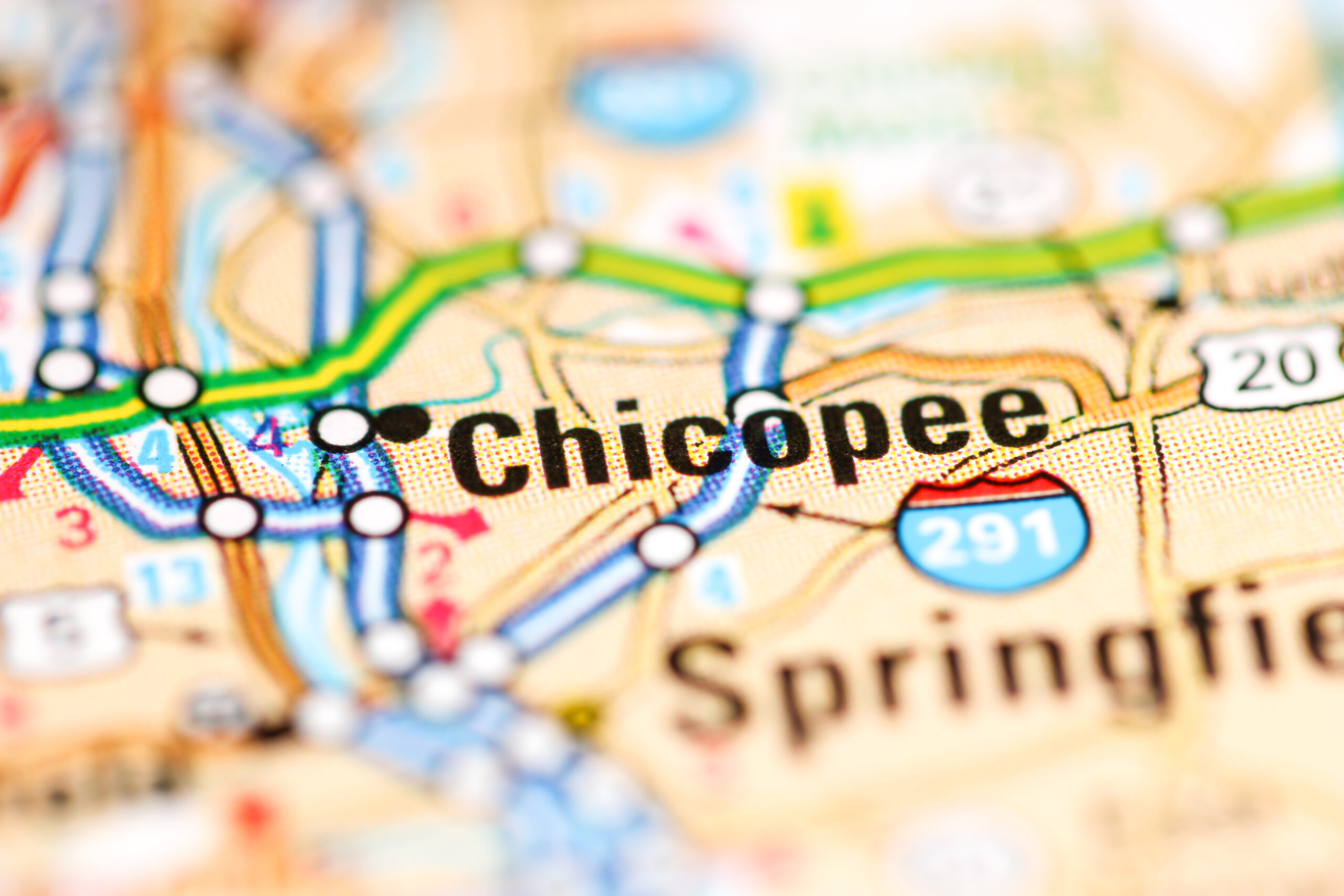 Map of Chicopee with I-291 in focus.